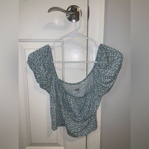 off the shoulder floral shirt